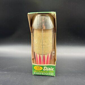 Vintage Dixie Beverage Cup Dispenser 30 9oz Cups Pink MCM USA 1960s NOS As Is